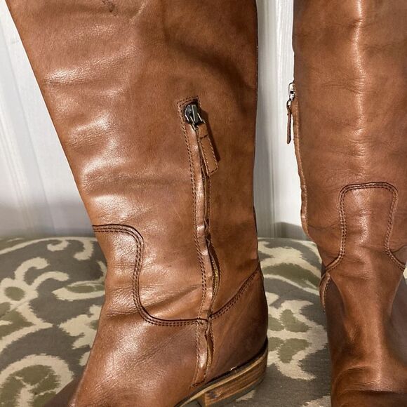 Arturo Chiang Faux Leather Brown Riding Moto Western Knee Boots Size 6.5 - Picture 6 of 12